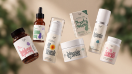 Markenentwicklung für eine Selfcare-Marke am Beispiel Grinsekatzen – schwebende Produktverpackungen mit individuellem Corporate Design, Illustrationen und markanter Typografie.