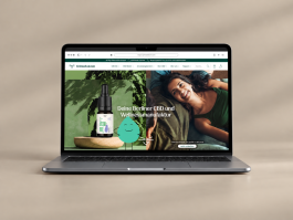 Webdesign für die Selfcare-Marke Grinsekatzen – Laptop-Mockup des Onlineshops mit individuellem Corporate Design, Illustrationen und Produktdarstellung.